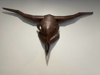 Metal Longhorn Skull Wall Art