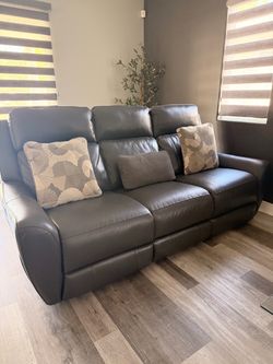 Dark Gray Leather Reclining Sofa 4 piece Set LivingSpaces