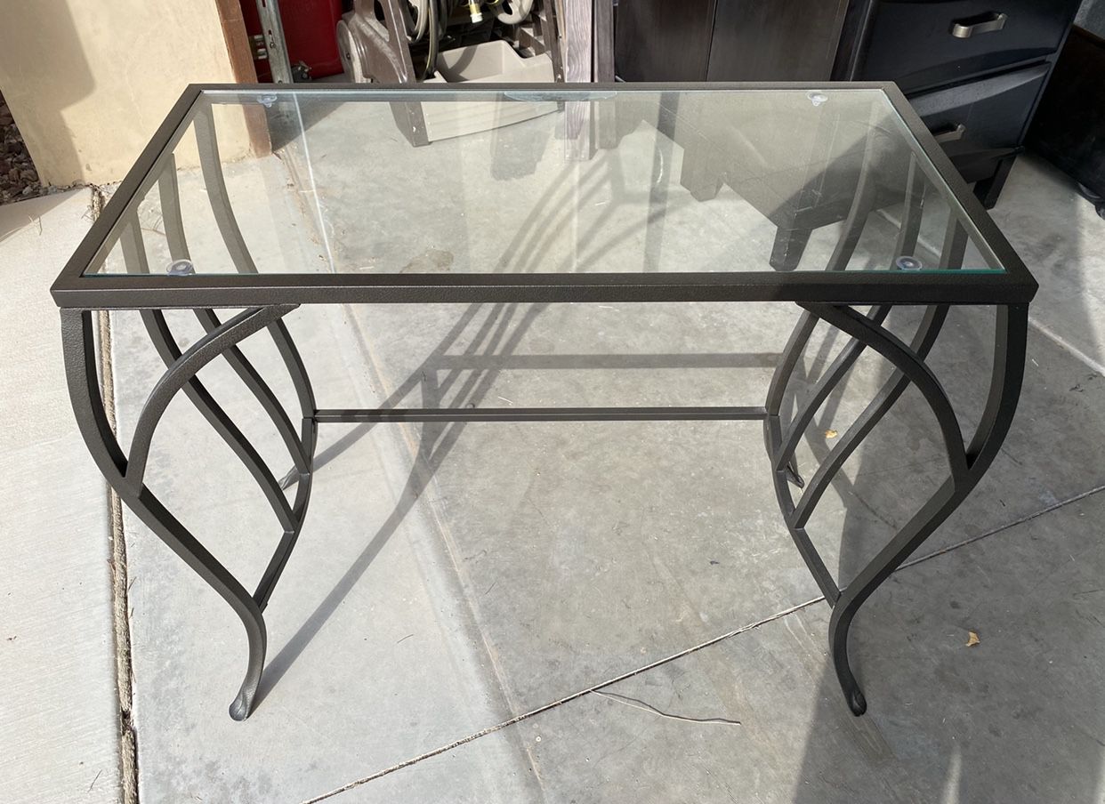 Wrought Iron & Glass Sofa Table Or Tv Table 