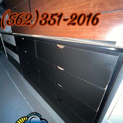 Black Katy Eight Drawer Dresser Compressed Wood New 