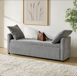 NEW Alina 59.4" Gray Upholstered Storage Bench