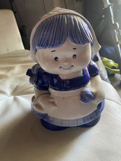 Delft Blue Vintage Hand Painted Cookie Jar
