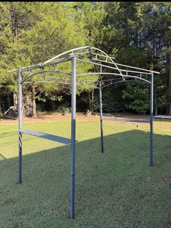 outdoor metal grill gazebo frame ONLY with built-in side shelves fabric canopy gone