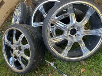 Chrome Aftermarket Wheels with Tires Set of 4