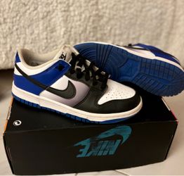 Nike Dunk Low Black White Royal Blue – Youth 4.5Y/6 woman’s