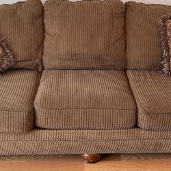 Brown Couch w/ 2 Accent Pillows