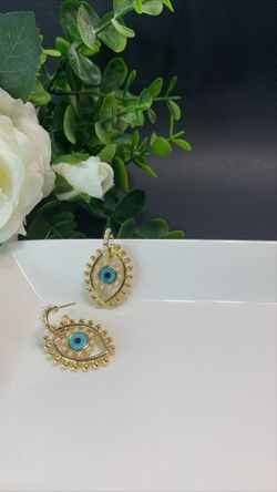 Devil Eyes Pearl Earrings Gold Plated Demon Eyes Drop Earrings For Women