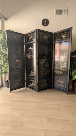 Japanese Lacquer Screen Room Divider