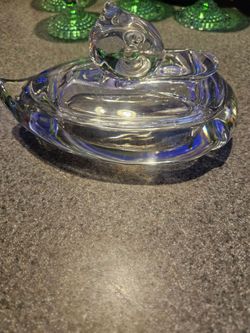 Clear Crystal Glass Lidded Trinket Box