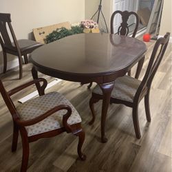 Real Wooden Dining Table With A Set Of 3 Chairs. (sold As Is)