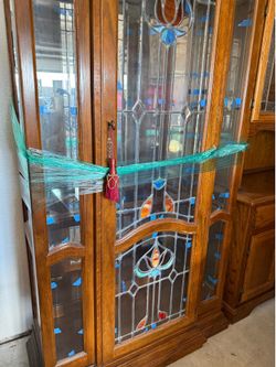 Glass / oak display cabinet
