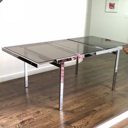 Milo Baughman Chrome and glass dining Table 