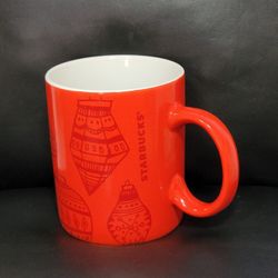 2015 Starbucks Coffee Red Mug Festive Christmas Ornament Collectible Cup 12 oz.