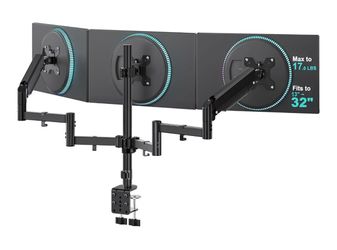 Triple Monitor Mount for 13-32 inch Monitors/Screens [NEW], up to 17.6 lbs per Arm - Adjustable 3 Monitor Desk Mount with Swivel, Tilt, Rotation, Trip