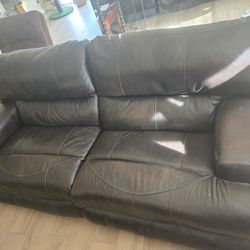 Dark Brown Leather Sofa Recliner Couch Electric