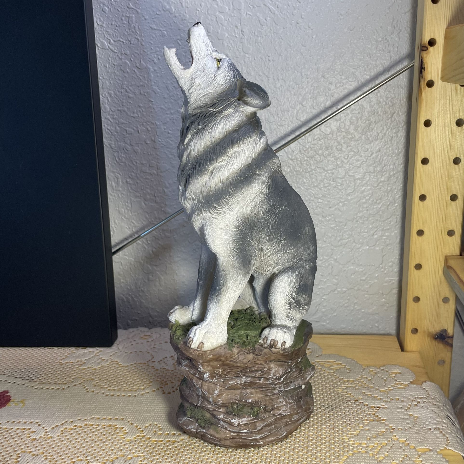 Smoking Howling Wolf Incense Burner, 12"