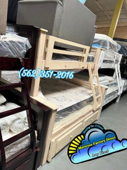 Twin full whitewash bunk bed with trundle new cama Bonita nueva