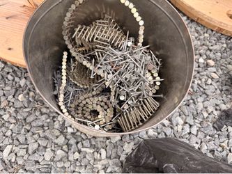 Bucket of galvanized nails