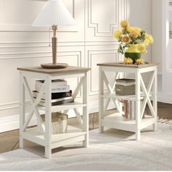 Brand New Farmhouse End Table Living Room Set of 2