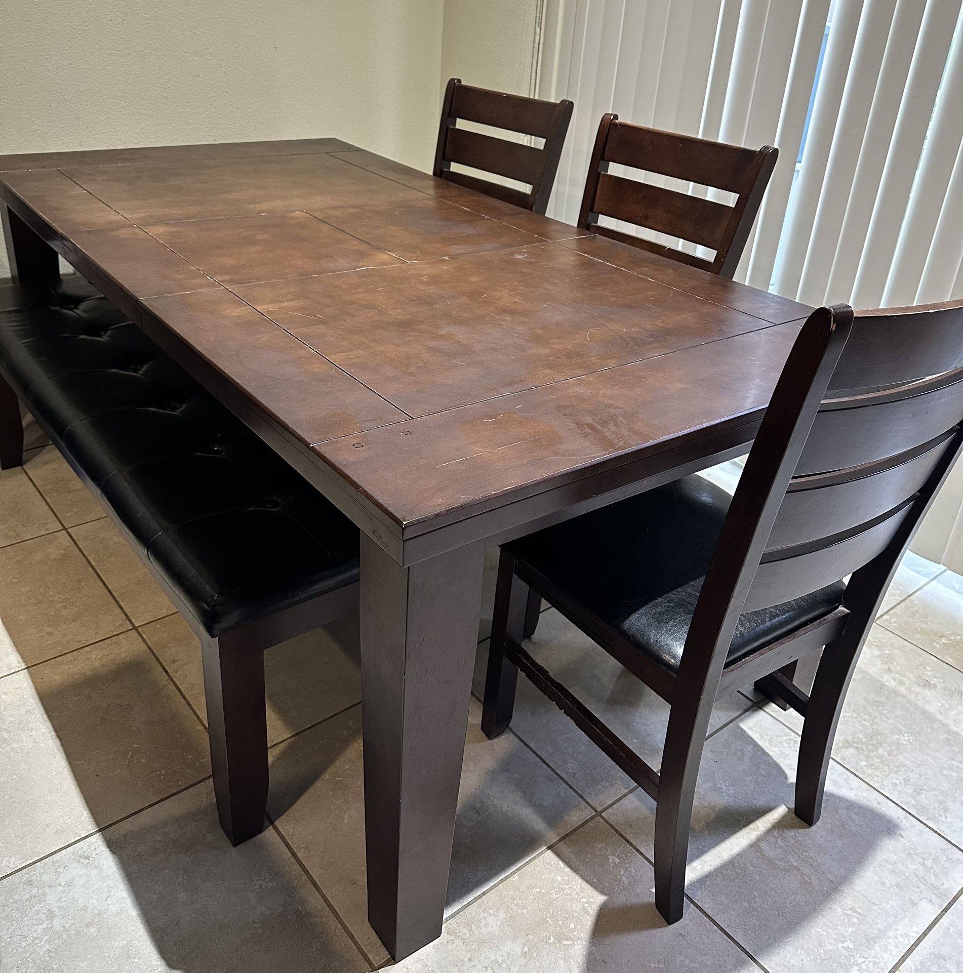 Kitchen Table With Leaf. 3chairs 3 chairs and a bench