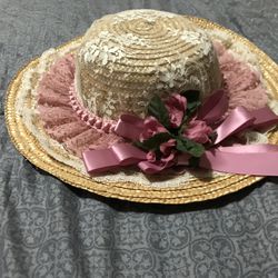Womans Pink Flower Hat