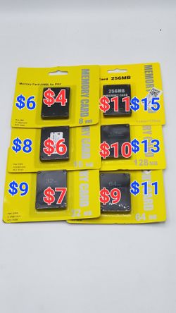 PS2 Memory Cards Prices As Pictured