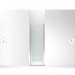 Sterling Standard 24-25 in. W x 64 in. H Framed Pivot Shower Door in Silver with 1/8 in. Thick Rain Textured Tempered Glass