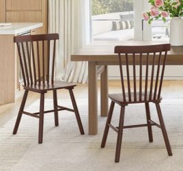 New Wooden Dining Chairs , Set Of 2, Brown Walnut
