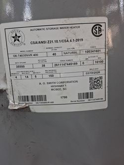 Water heater 40 gallon