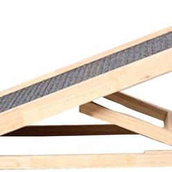 Portable Dog Stairs, Solid Wood Ramp Ladder Non-Slip Carpet Surface Adjustable Heights Pets Ramp for Dogs Cats (Color : Small)