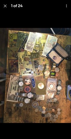 HUGE Junk Drawer Estate Sale Coins Watches Vintage Pins Gold Copper Notes Tokens