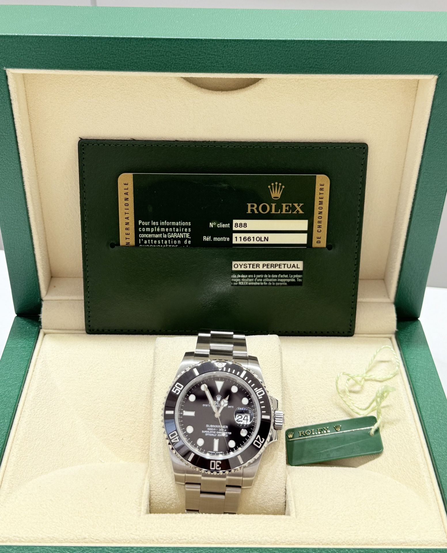 2012 Rolex Pre Owned 40mm Submariner Black-W/Card 