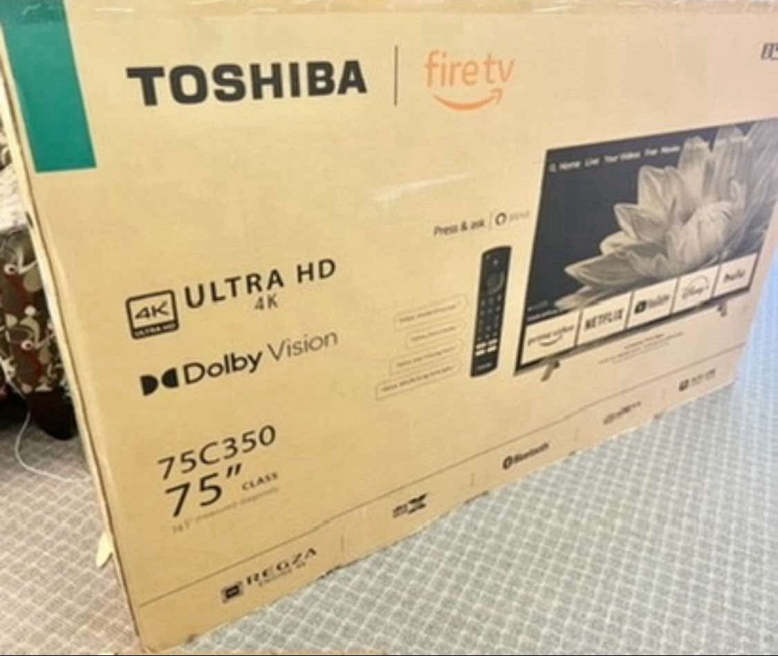 Tv 75 Toshiba Smart 4k HDTV In Box 6 Month Warranty. Free Delivery