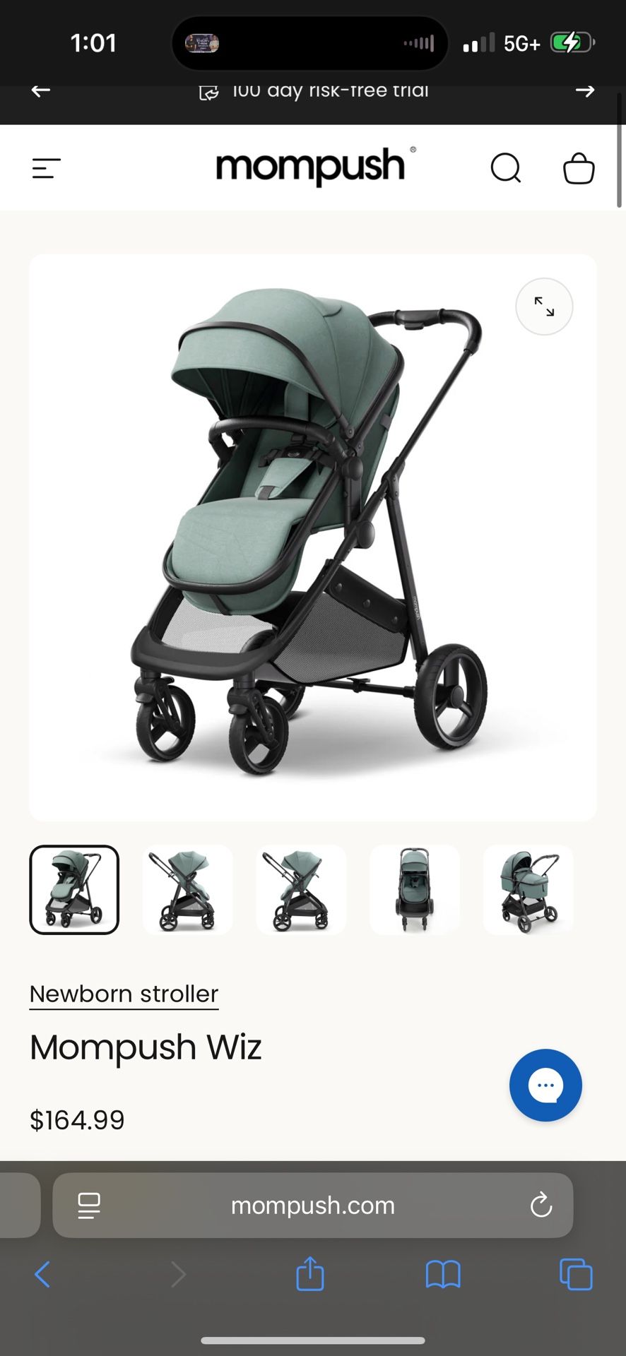 Mompush Wiz 2-in-1 Full Size Stroller - Sage