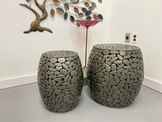 Garden Stool set of 2 Pewter Pebbles