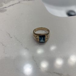 Mens Mosaic 10k  Blue Spinel Stone Ring 