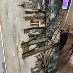 39.5” L 59” W  Painting Brooklyn Bridge