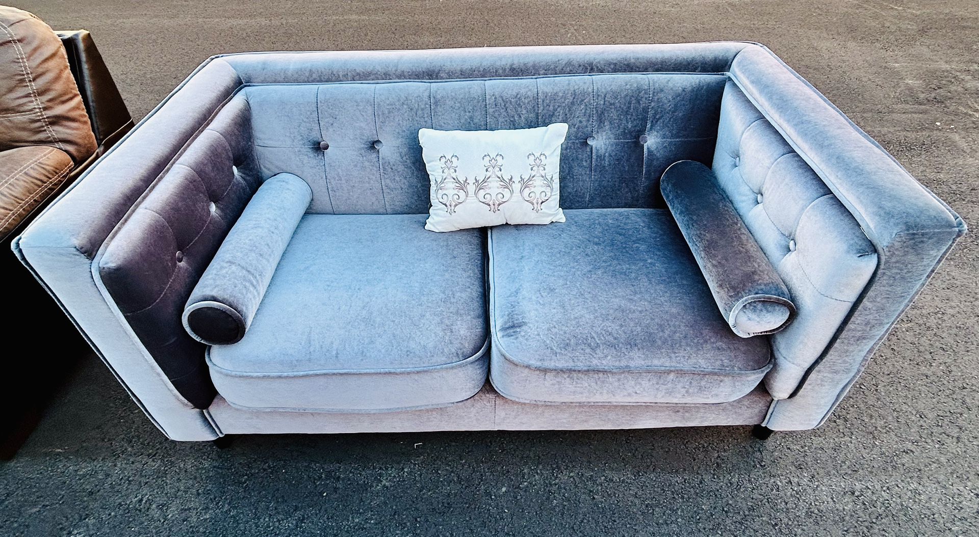 Velvet Grey Couch Like New 