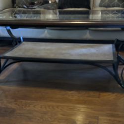 Solid Wood And Wrought Iron Coffee Table And 2 End Table Sets “Beautiful”sets 