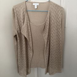 Charter Club Beige Cardigan Set