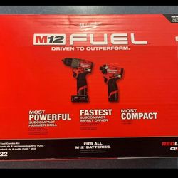 Mílwaukee New Kit Hammer Drill And Impact Fuel 12M