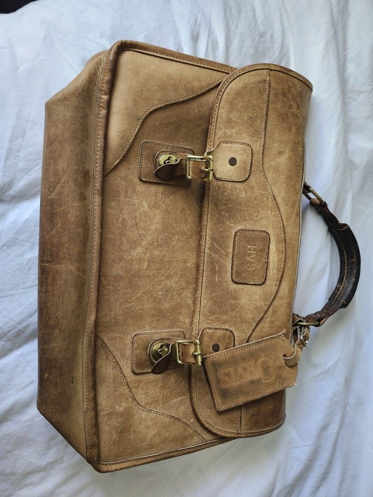 Vintage ORVIS/ GOKEY  Tan Heavy Saddle 100% Leather Briefcase 