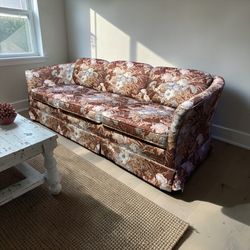 Vintage Mid Century Floral Flexsteel Sofa 