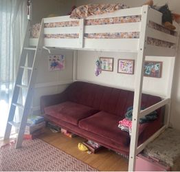 Two White Loft Beds, Twin