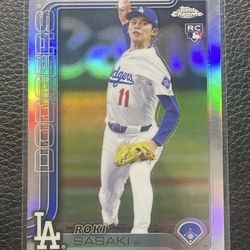 2025 Roki Sasaki Topps Chrome Refractor Rookie Card. Los Angeles Dodgers 