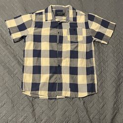 Navy and Cream Checkered Casual Men's Shirt
