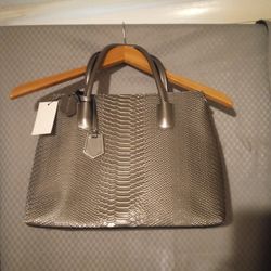 Gray Leather Tote
