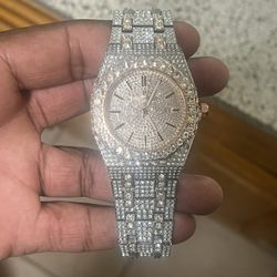 AP Moissanite Watch Rose Glimmer Royal Oak 14K Gold VVS 29 Carat 41mm