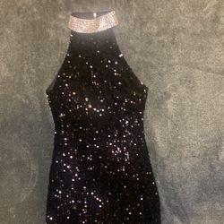 Black Sequin Mini Dress