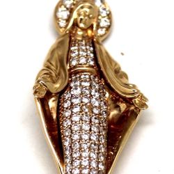 Mens Diamond/10K Gold Mother Mary Pendant